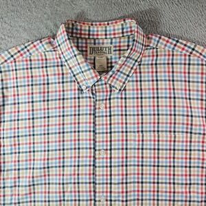 Duluth Trading Shirt Men 2XL Cotton Short Sleeve Button‎ Up Colorful Plaid
